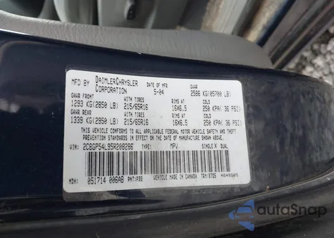 2005 Chrysler Town & Country Touring z USA, uszkodzony, nr VIN 2C8GP54L95R208286